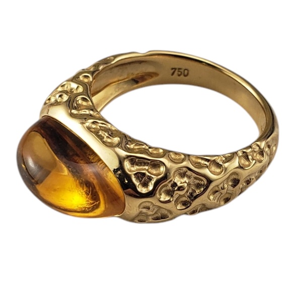 Manhattan 18 Karat Yellow Gold and Cabochon Citrine Ring Size 6.5 #20790 - Picture 3 of 9